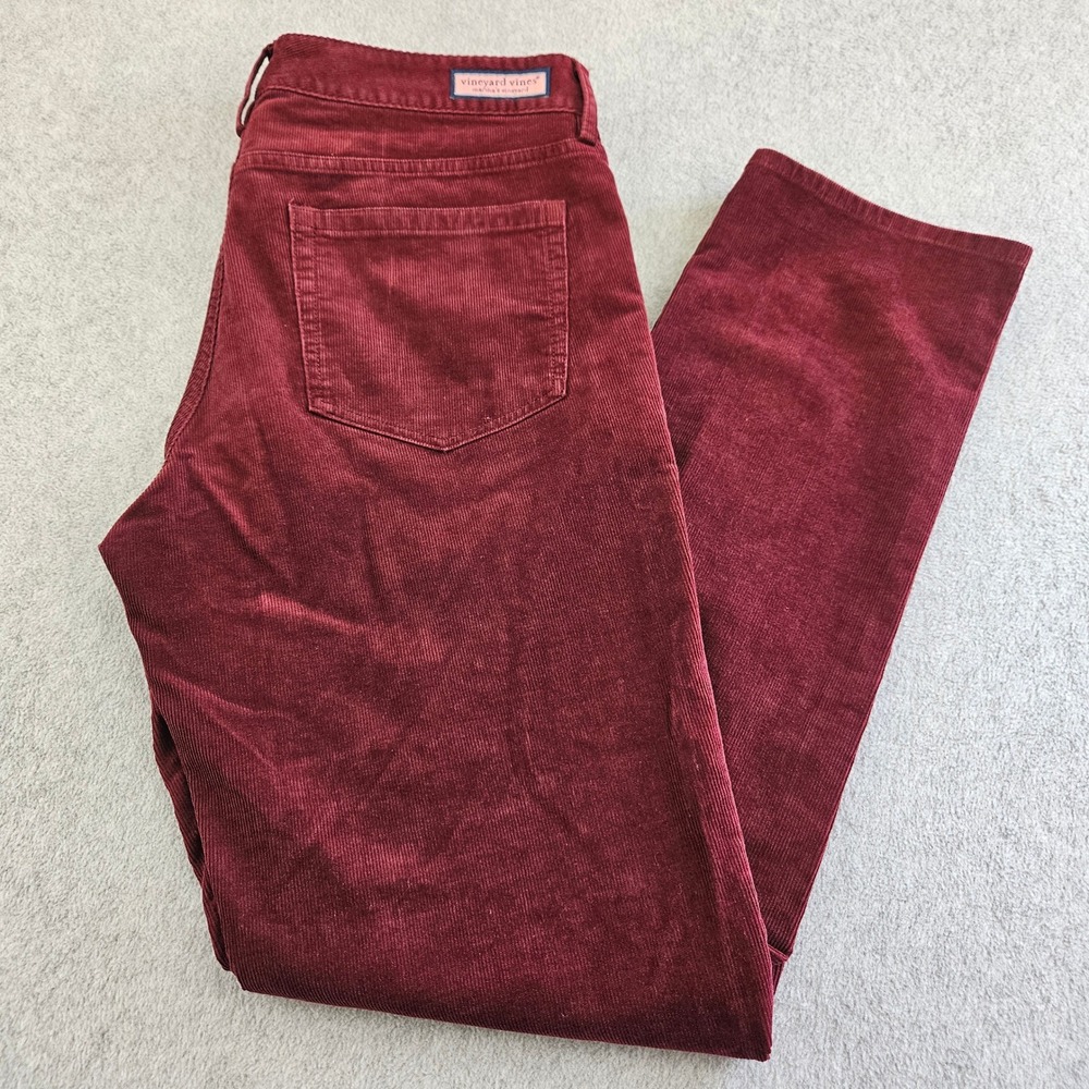 VINEYARD VINES | Mens 32x32 Slim Pant Corduroy Burgundy Red Stretch Trousers